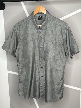 KUHL Men's L Krossfire SS Tapered Fit Button Shirt Iron Gray Button Up 7563